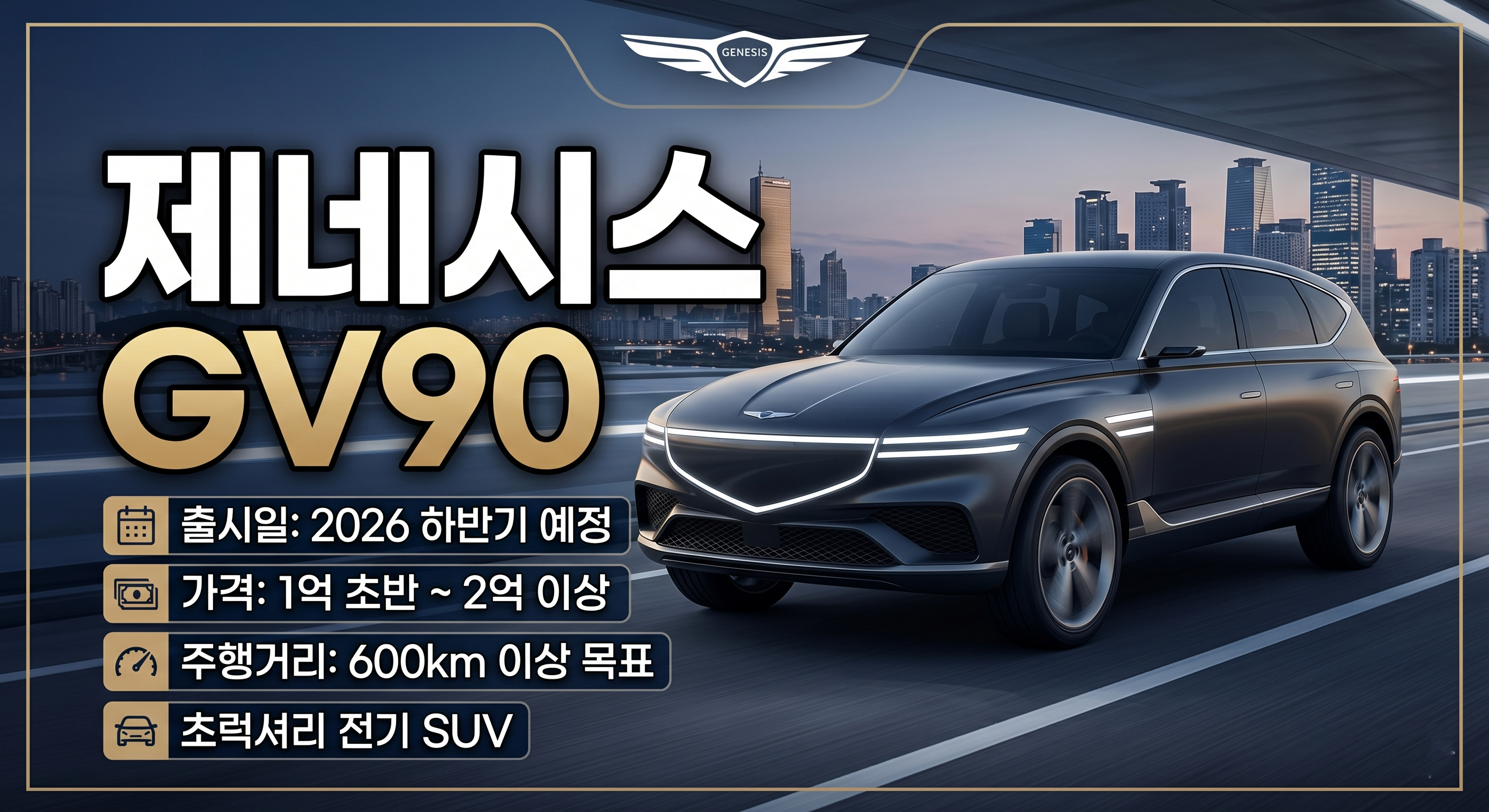 제네시스 GV90 출시일 및 예상 가격 총정리 (주행거리, 동급차 비교)